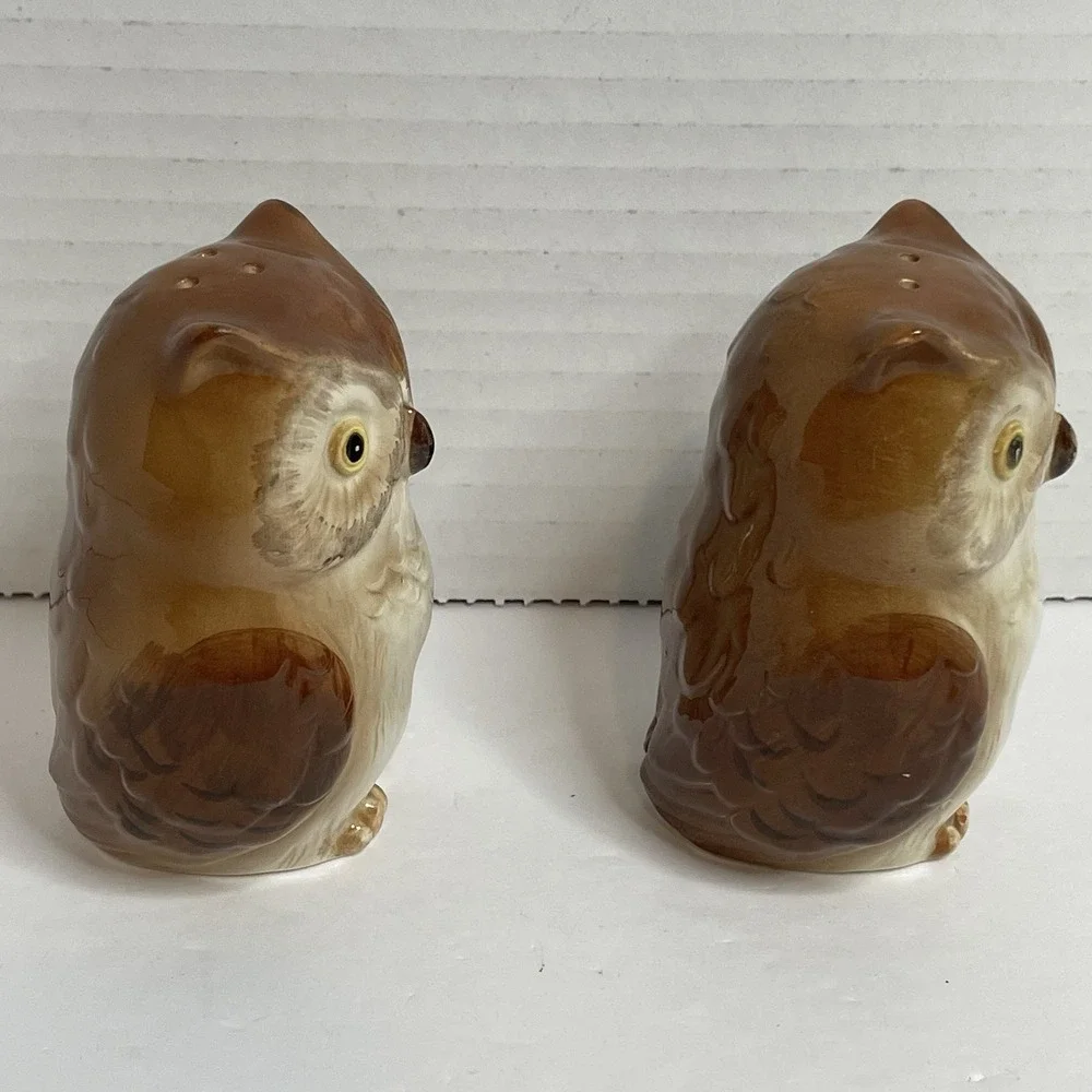 Vintage 1983 Otagiri Owl Salt And Pepper Shakers Japan Handpainted Super Cute